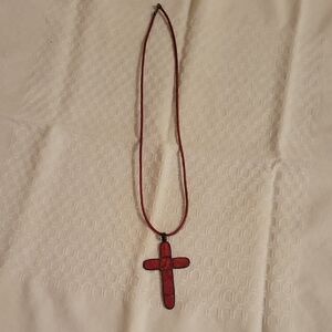 Red Cross Pendant Necklace